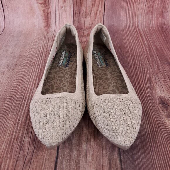 Skechers Cleo Point Toe Ballet Flats Womens Size 8.5 Knit Slip On Natural 158308 - Picture 4 of 15